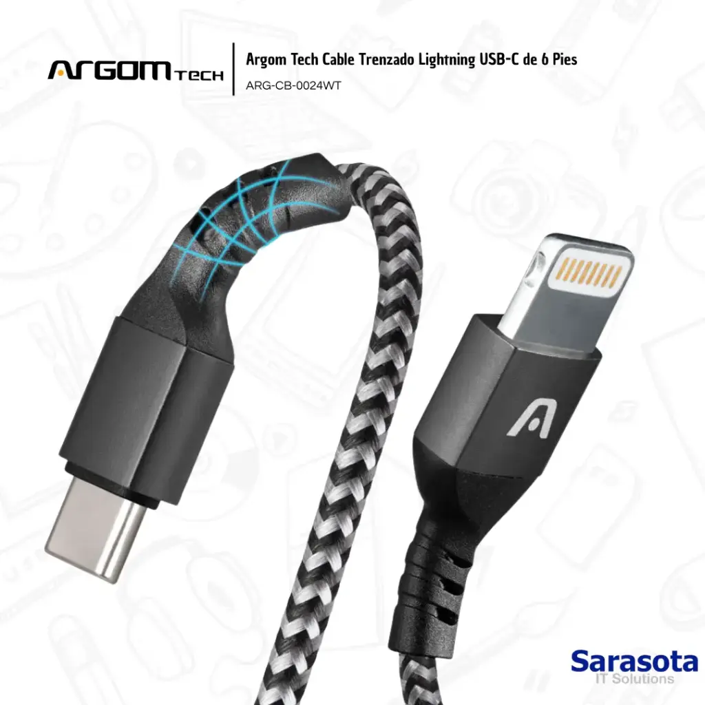 Argom Tech Cable Lightning USB-C ARG-CB-0024WT