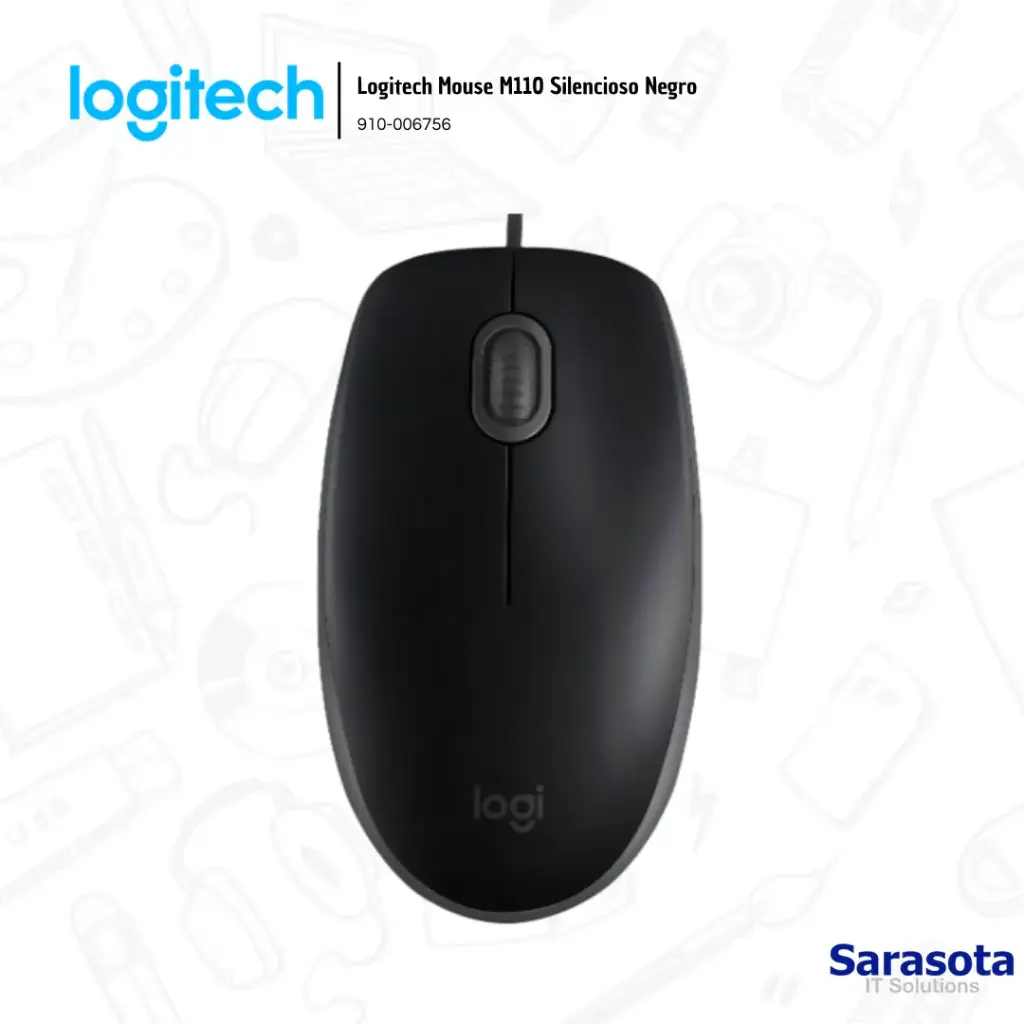 [LOG039] Logitech Mouse M110 Silencioso Negro Alámbrico (910-006756)
