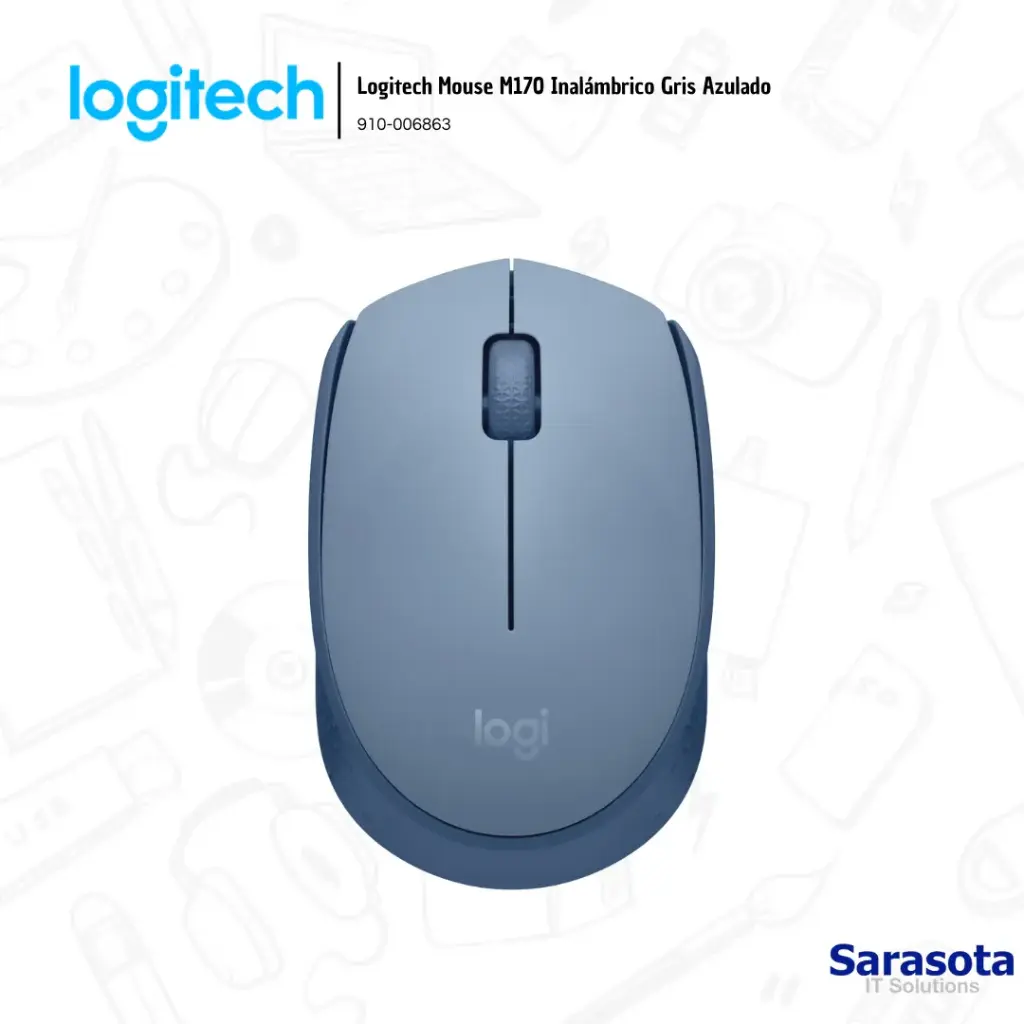 Logitech Mouse M170 Inalámbrico Gris Azulado (910-006863)