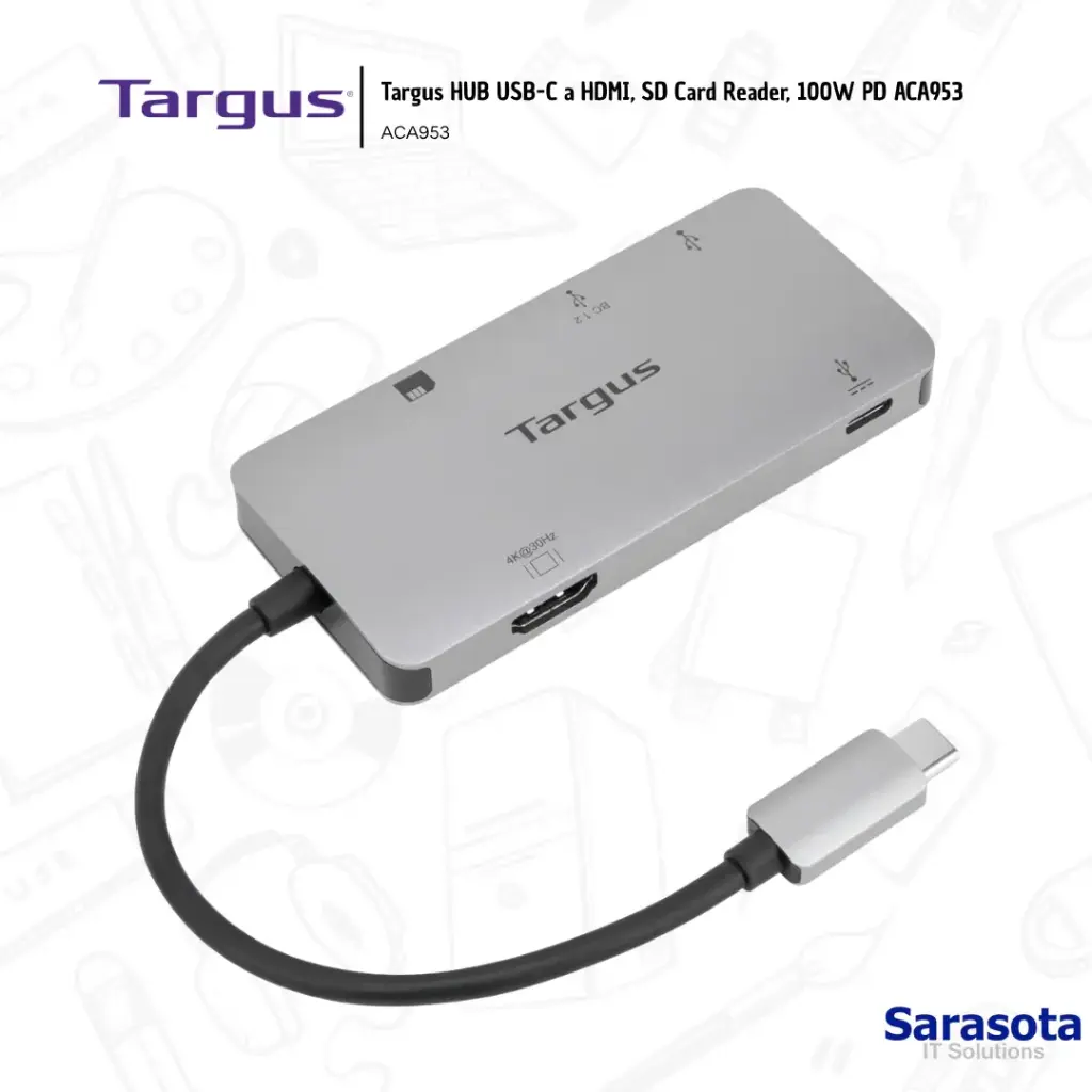 [TAR005] Targus HUB USB-C a HDMI, SD Card Reader, 100W PD ACA953