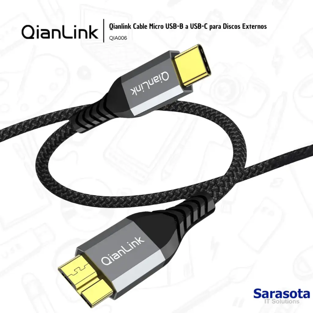 [QIA006] Qianlink Cable Micro USB-B a USB-C (para disco externo)