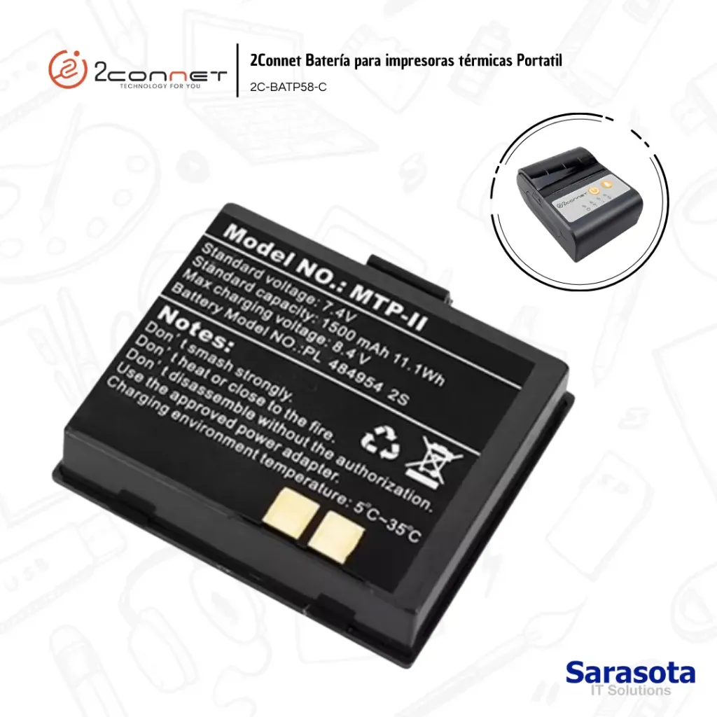 [2CO015] 2Connet Batería para Impresora Térmica 