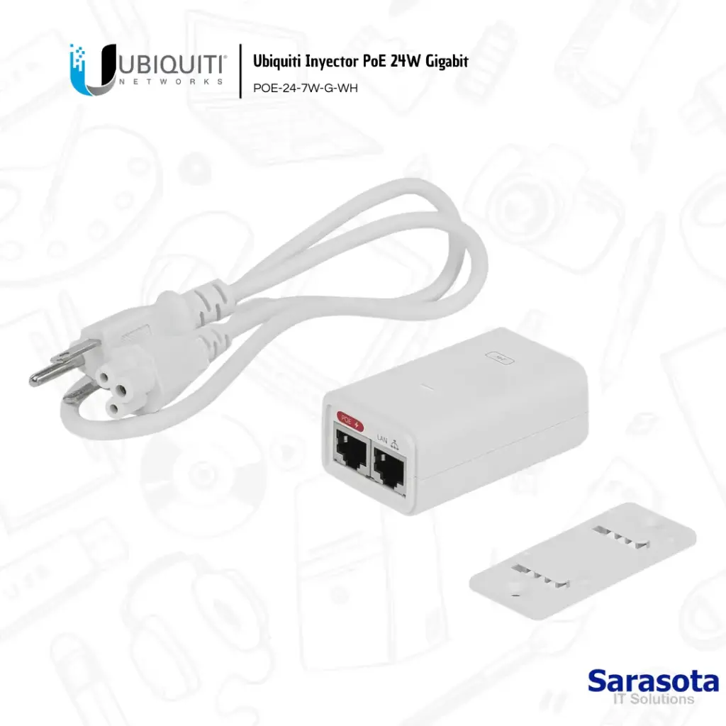 [UBI001] Ubiquiti Inyector PoE 24V Gigabit (POE-24-7W-G-WH)