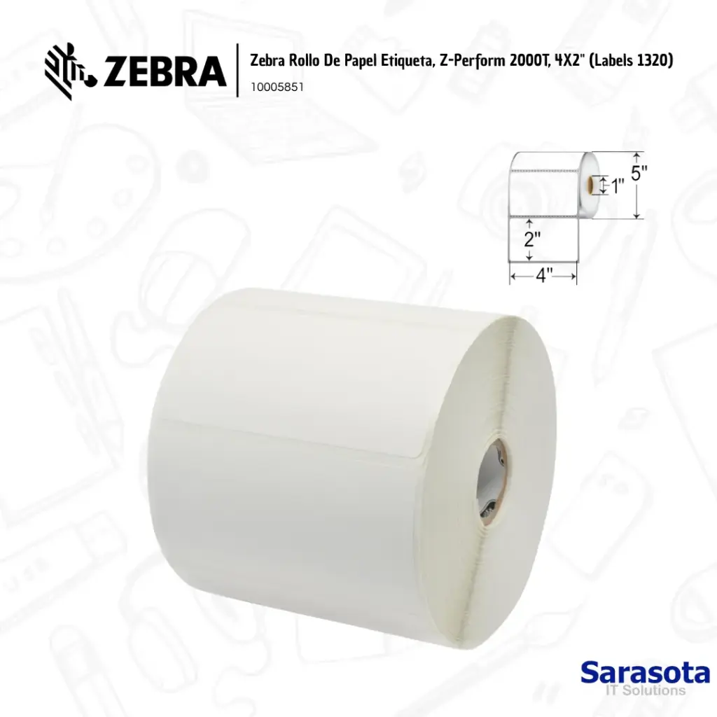 Zebra Rollo De Papel Etiqueta, Z-Perform 2000T, 4X2" (Labels 1320)