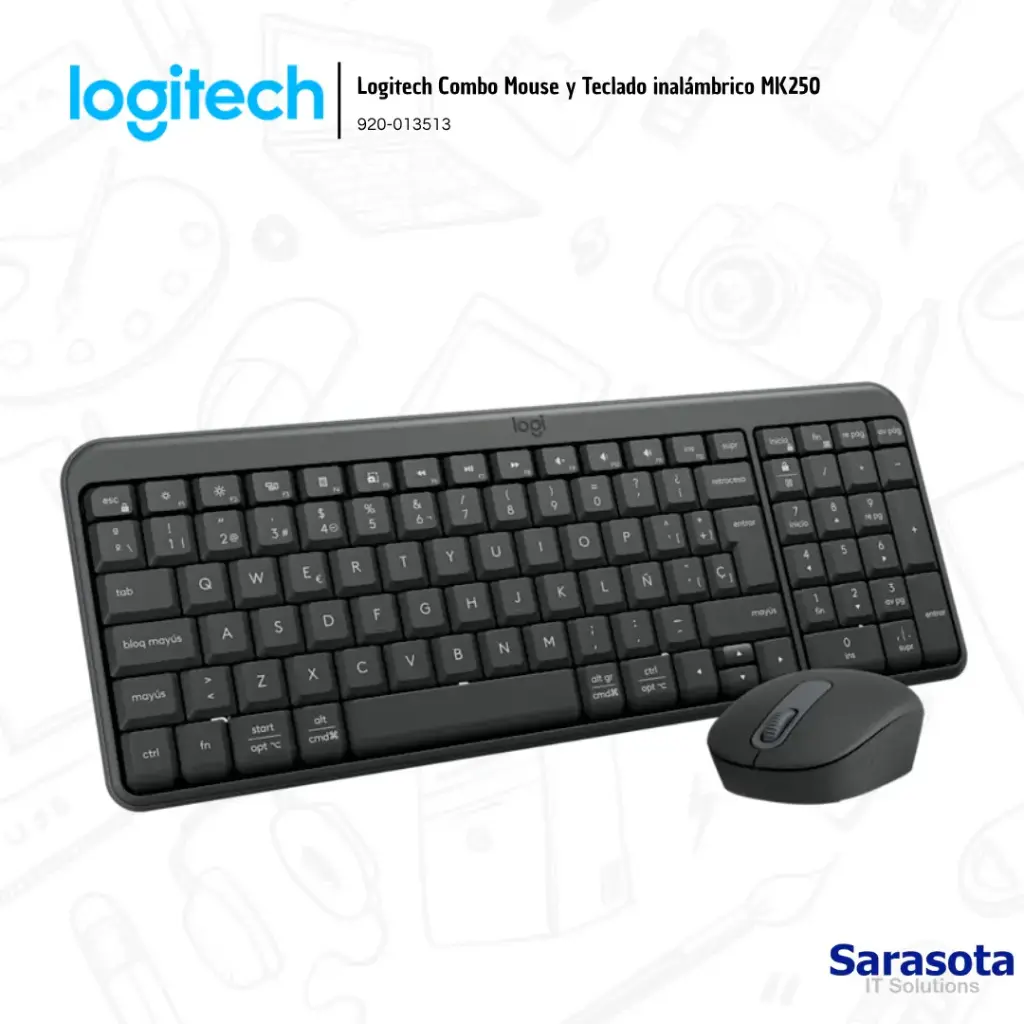 Logitech Teclado y Mouse MK250 Combo Inalámbrico Español (920-013513)