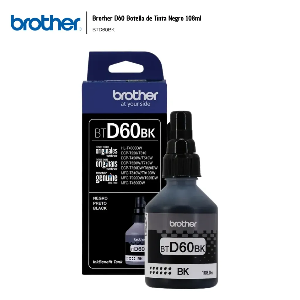 Brother Botella de Tinta Negro BTD60BK 108ml