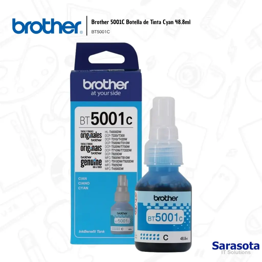 Brother BT5001C Botella de Tinta Cyan 48.8ml