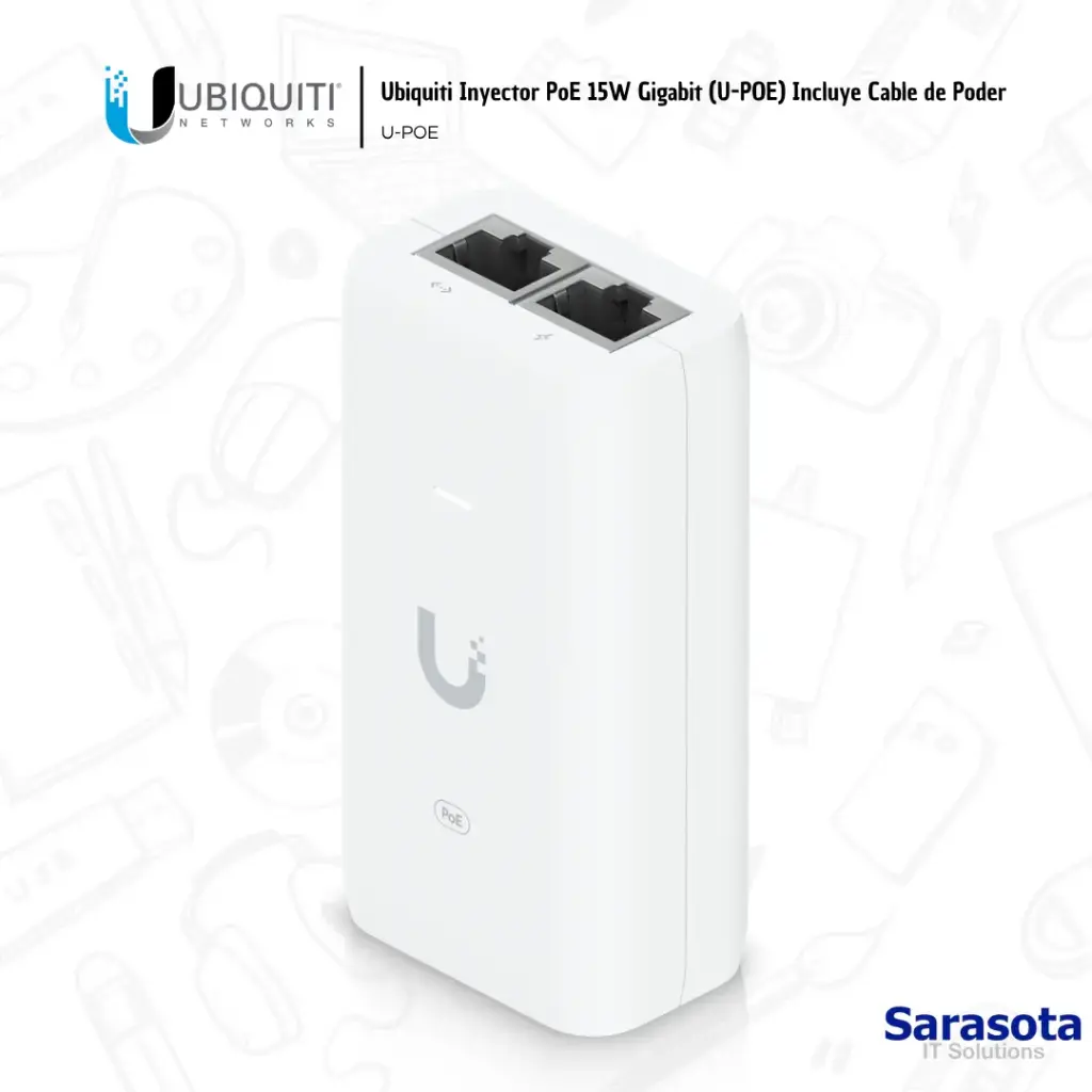 [UBI003] Ubiquiti Inyector PoE 15W Gigabit (U-POE)