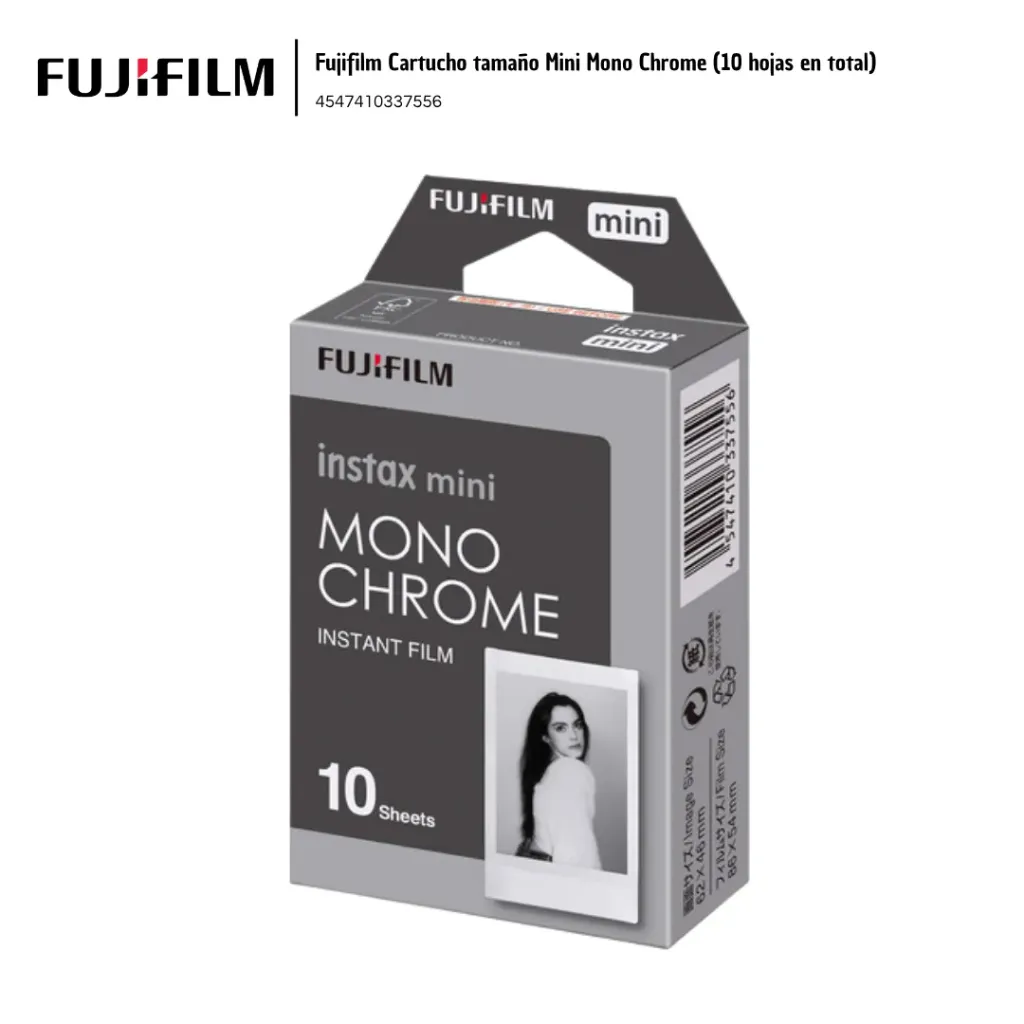 [FUJ011] Fujifilm Cartucho Instax Mini Film Mono Chrome (10 Fotografías)