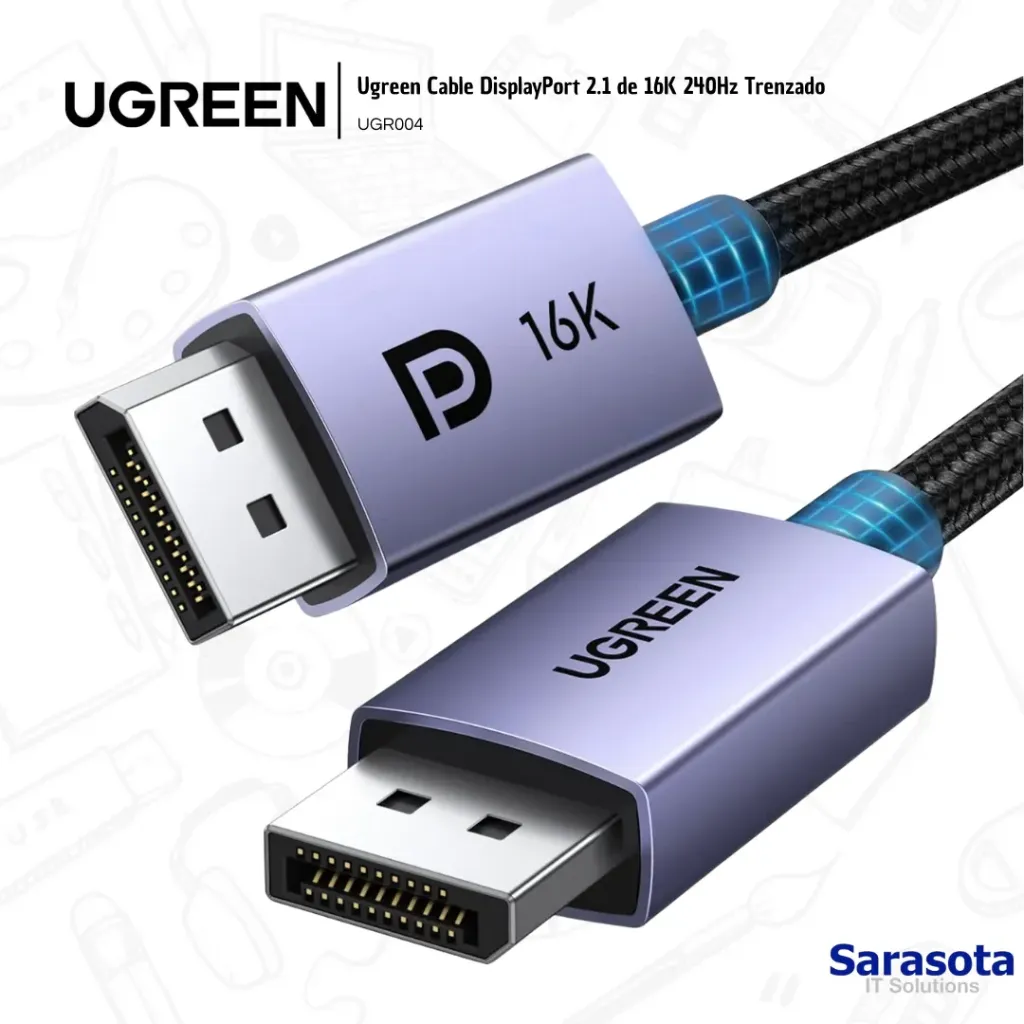 Ugreen Cable DisplayPort 2.1 de 16K 240Hz Trenzado