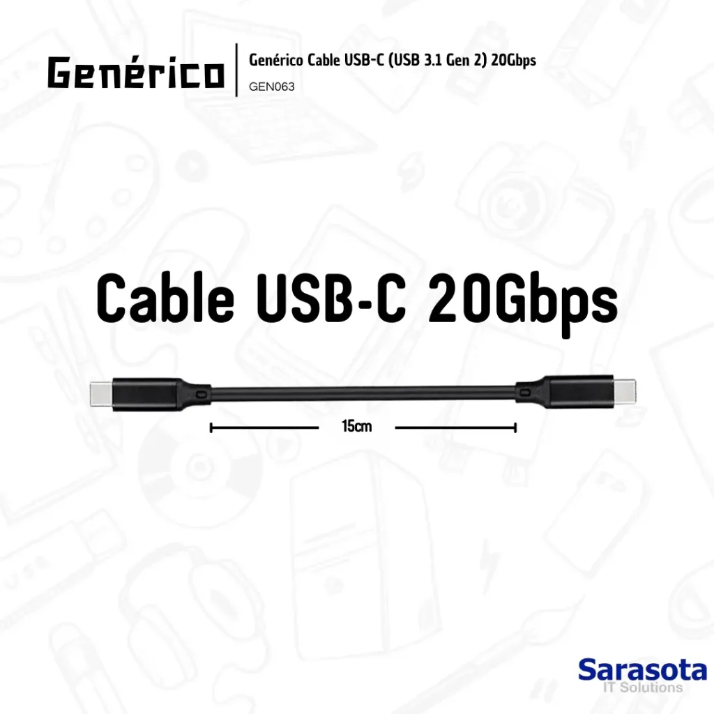 Genérico Cable USB-C (USB 3.1 Gen 2) 20Gbps