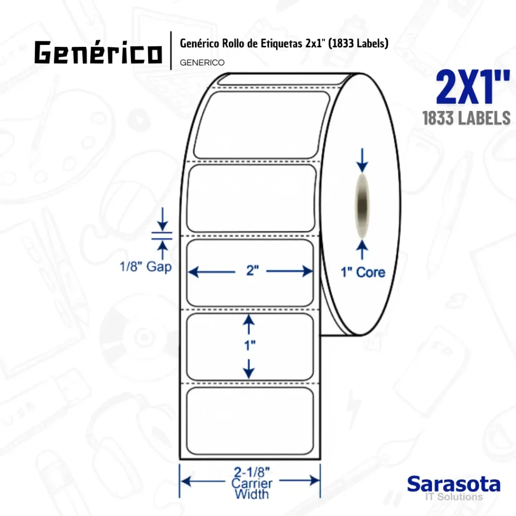 [GEN083] Genérico Rollo de Etiquetas 2x1" (1833 Labels)