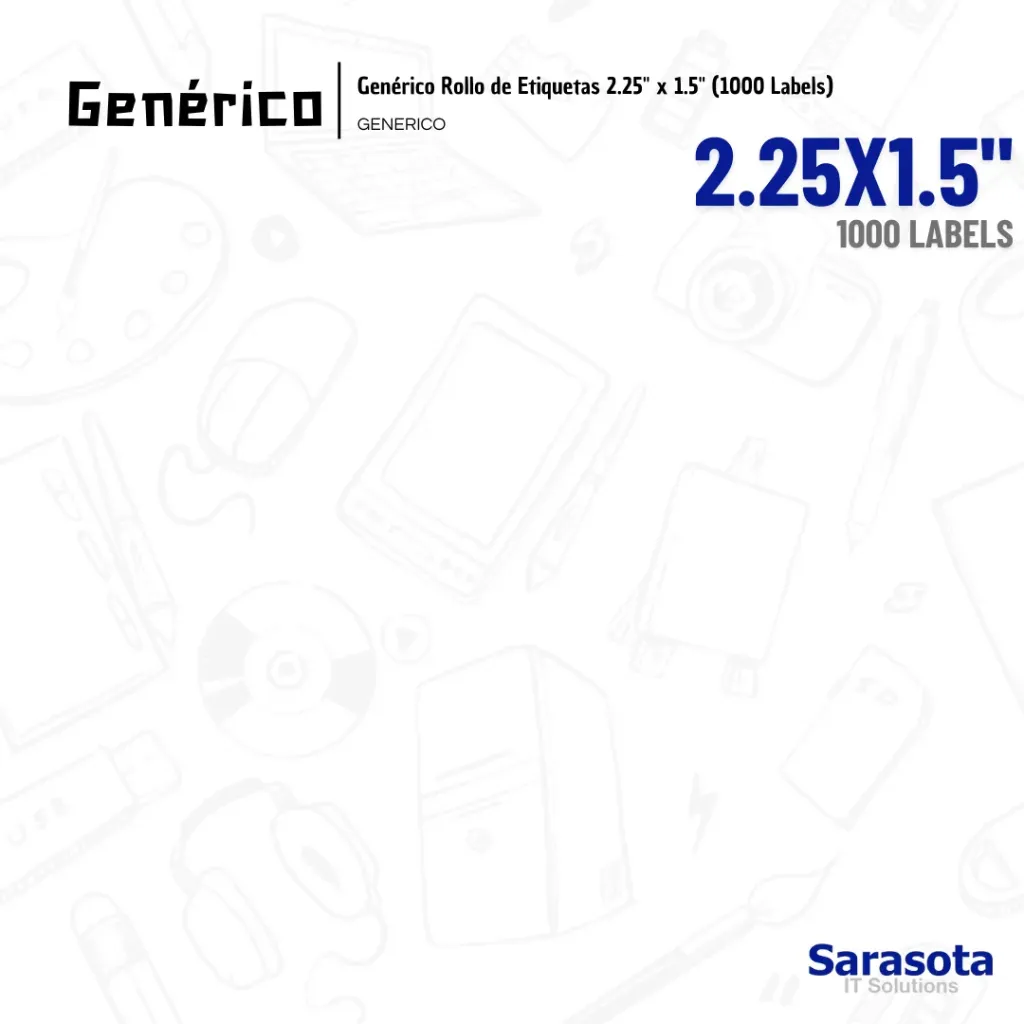 Genérico Rollo de Etiquetas 2.25" x 1.5" (1000 Labels)