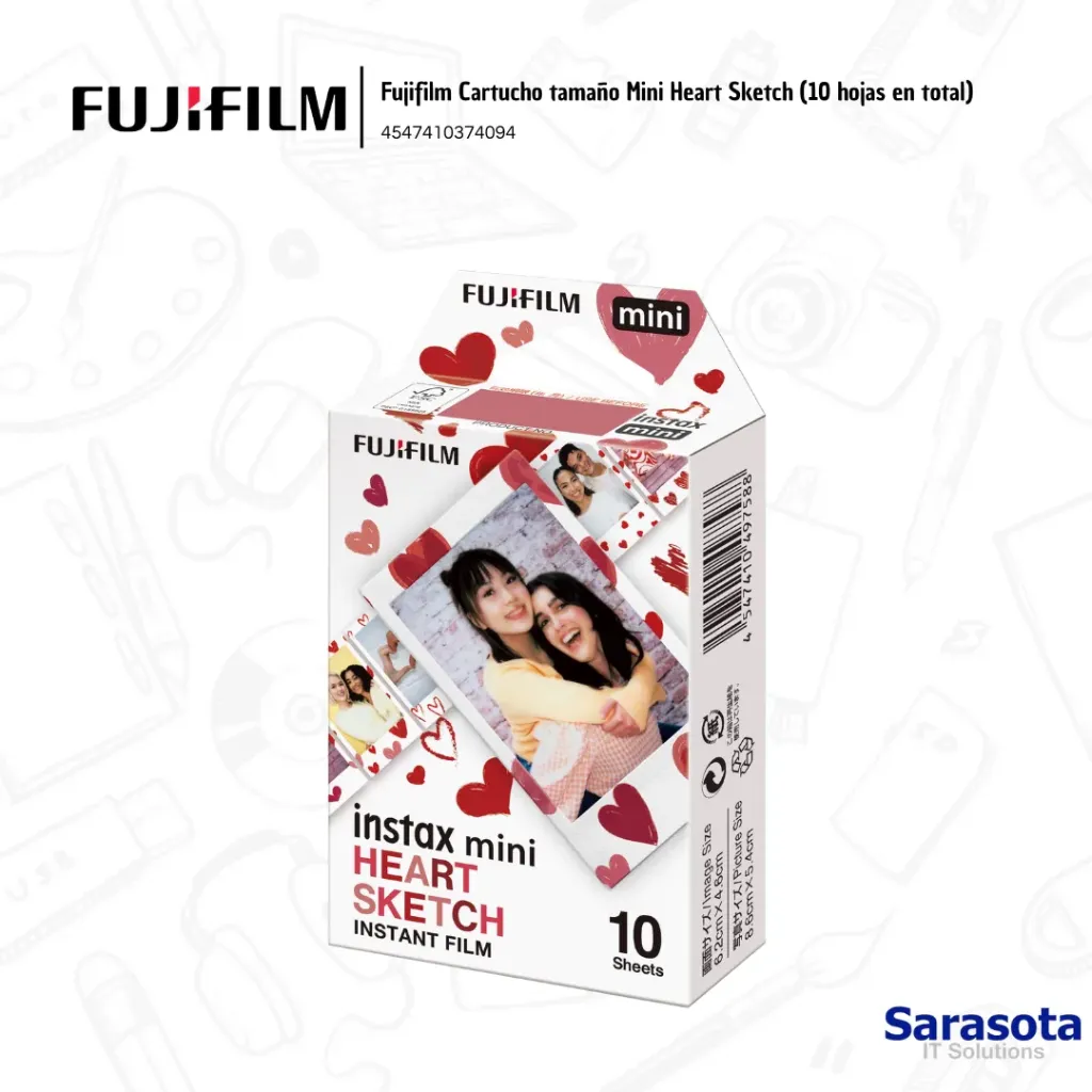 [FUJ015] Fujifilm Cartucho Instax Mini Film Heart Sketch (10 Fotografías)