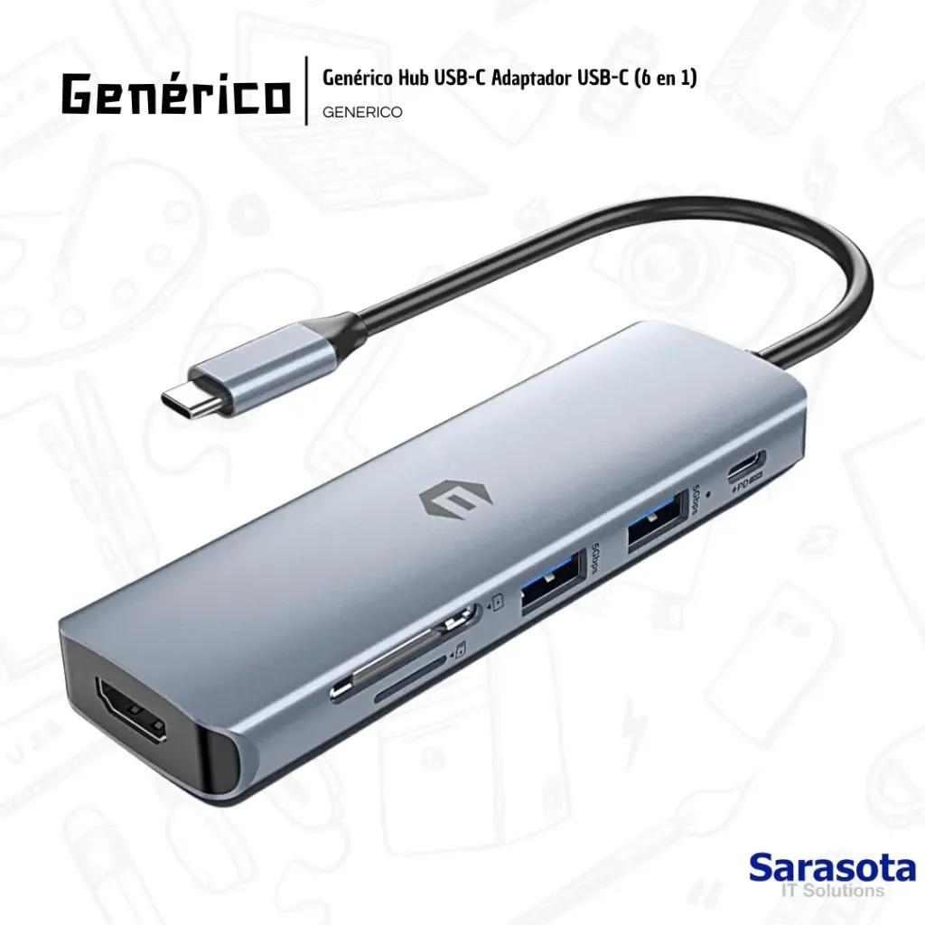 [GEN089] Genérico Hub USB-C Adaptador USB-C (6 en 1)