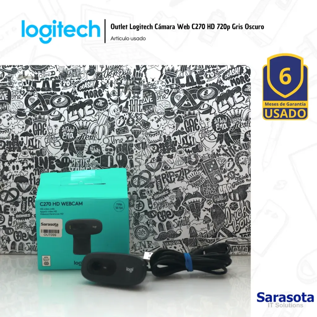 [OUT099] Outlet Logitech Cámara Web C270 HD 720p Gris Oscuro