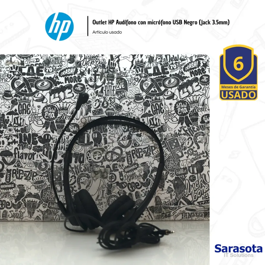 [OUT125] Outlet HP Audífono con micrófono USB Negro (Jack 3.5mm)