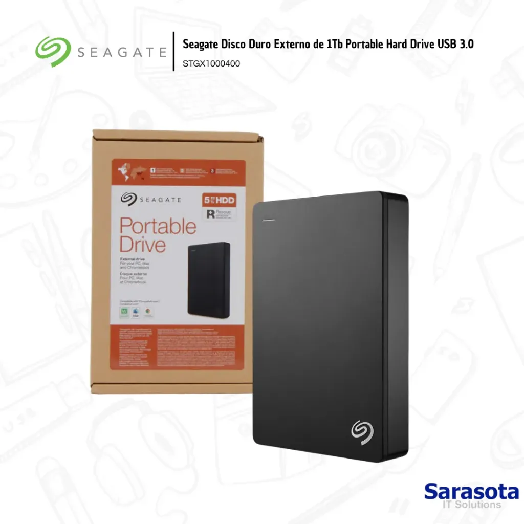 Seagate 1TB External USB 3.0 Portable Hard Drive  Black STGX1000400