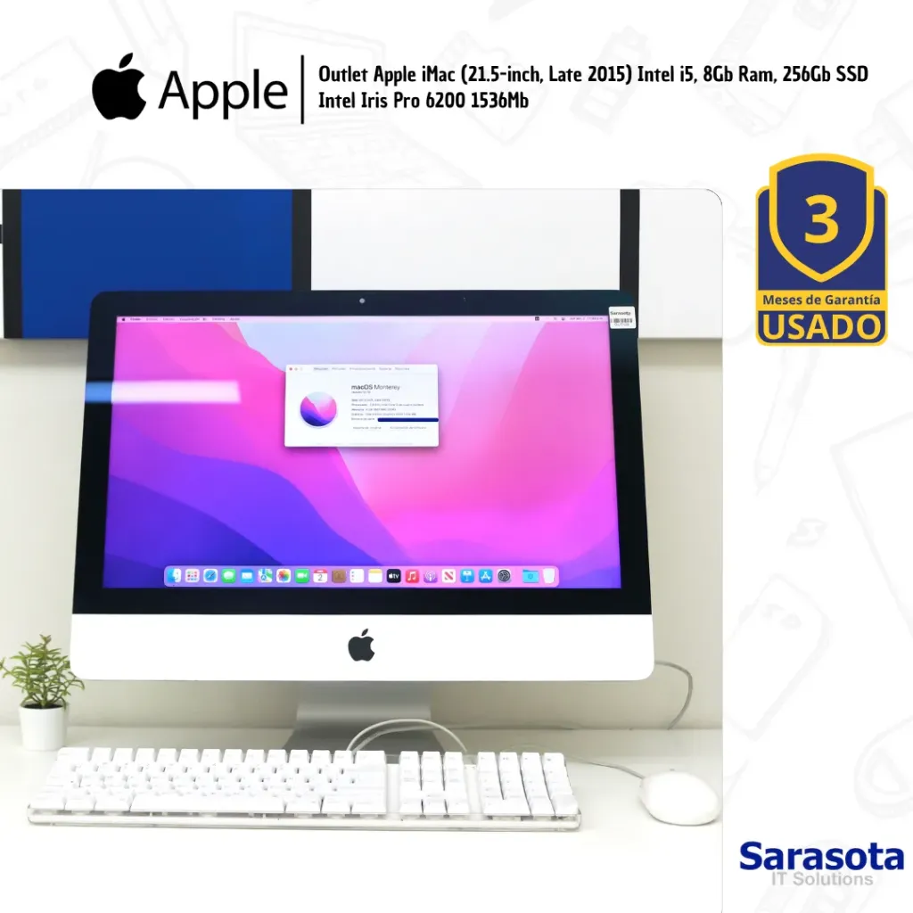 [OUT128] Outlet Apple iMac (21.5-inch, Late 2015) Intel i5, 8Gb Ram, 256Gb SSD Intel Iris Pro 6200 1536Mb