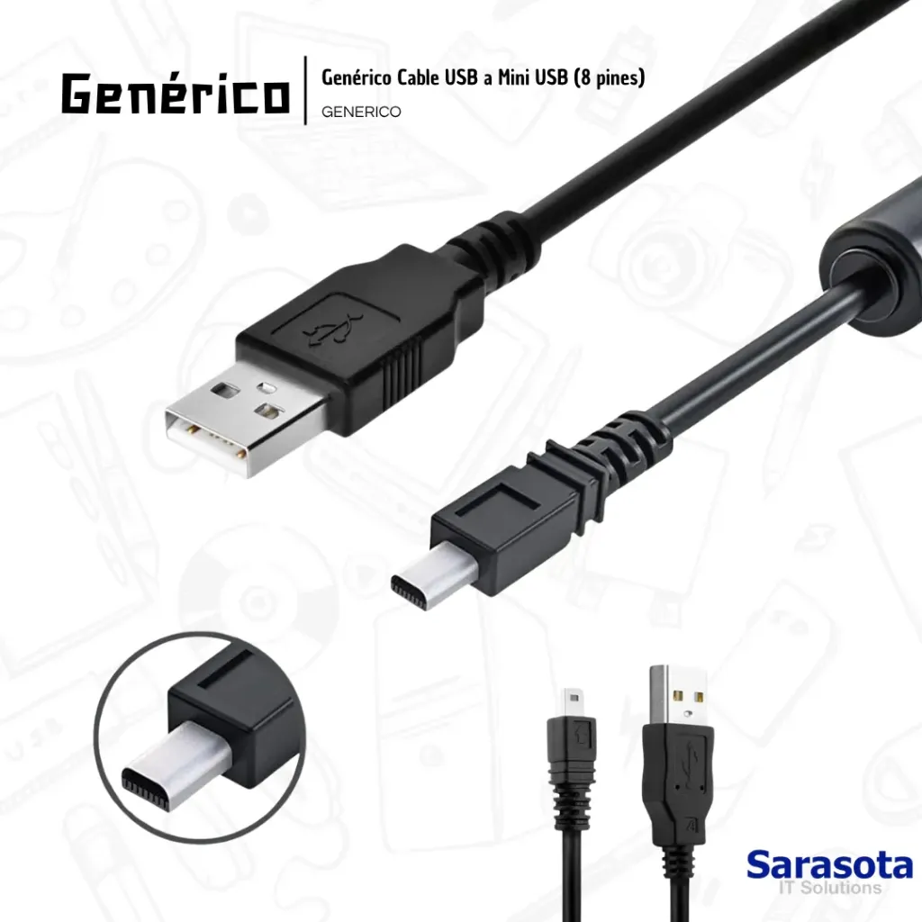 [GEN095] Genérico Cable USB a Mini USB (8 pines)