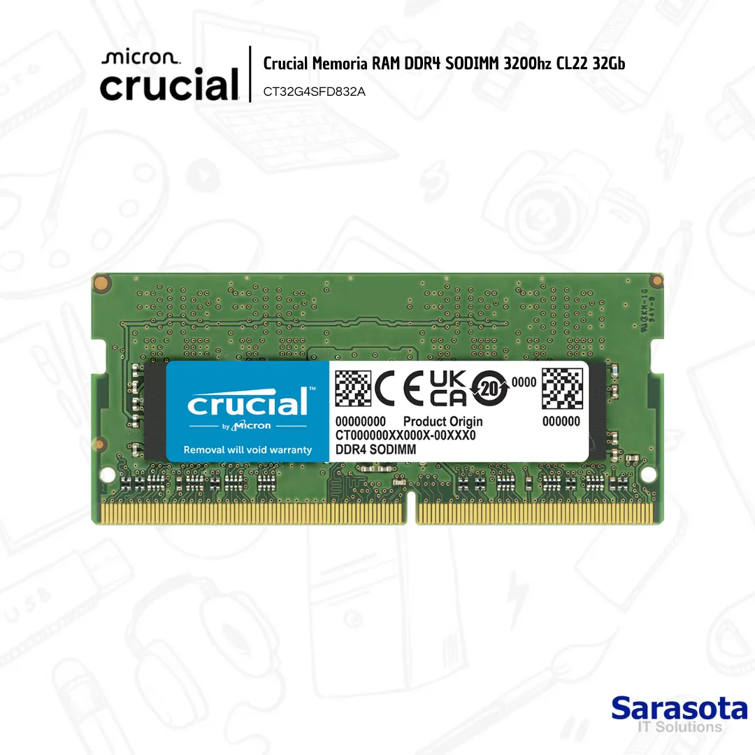 Crucial Memoria RAM SODIMM 3200hz CL22 32Gb | Sarasota IT Solutions