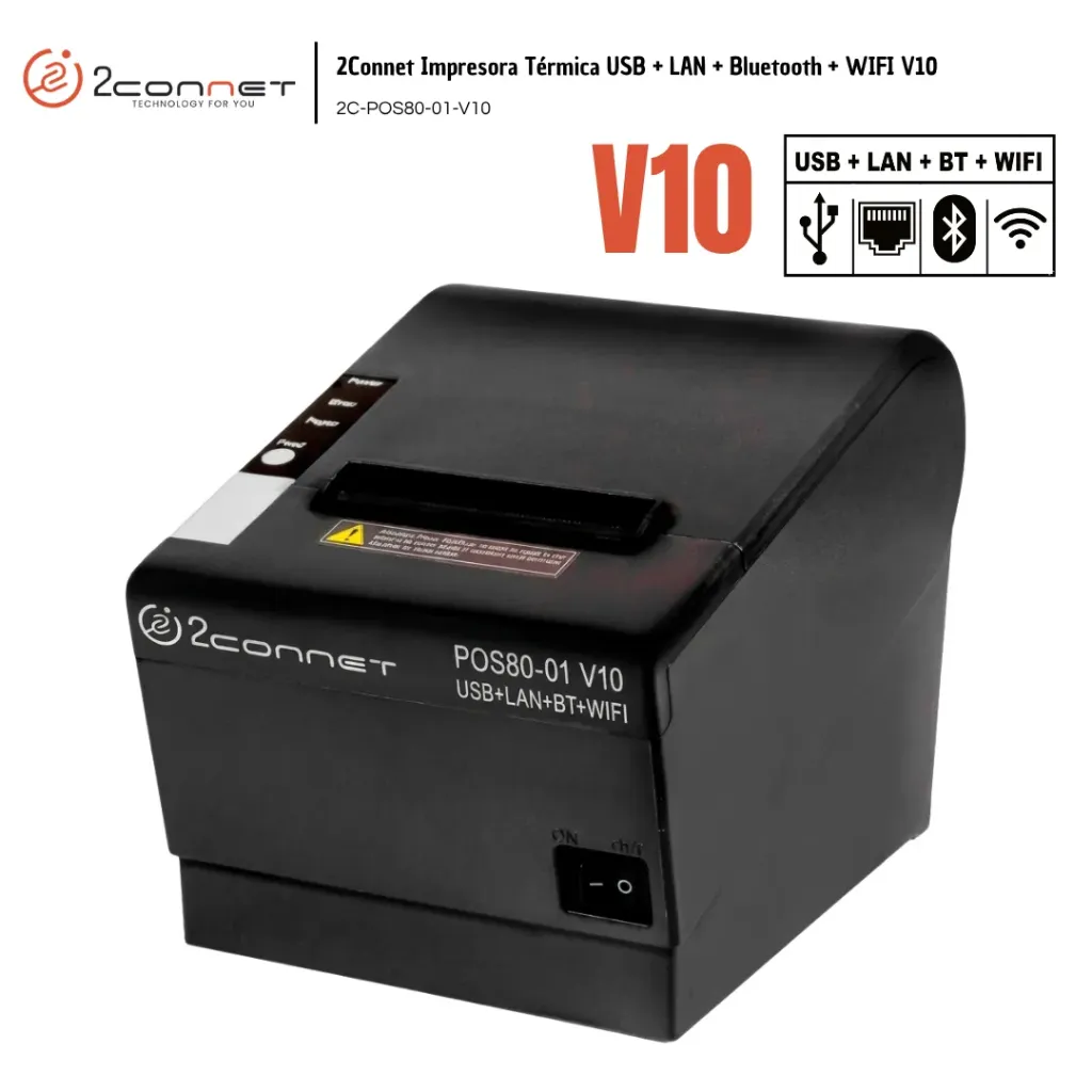 [2CO022] 2Connet Impresora Térmica USB + LAN + Bluetooth + WIFI V10 (2C-POS80-01-V10)
