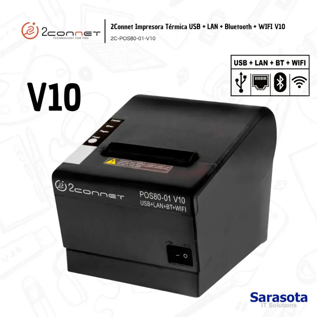 2Connet Impresora Térmica USB + LAN + Bluetooth + WIFI V10