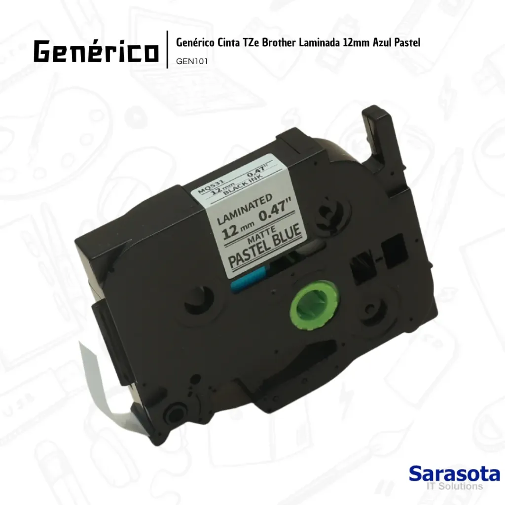 Genérico Cinta TZe Brother Laminada 12mm Azul Pastel