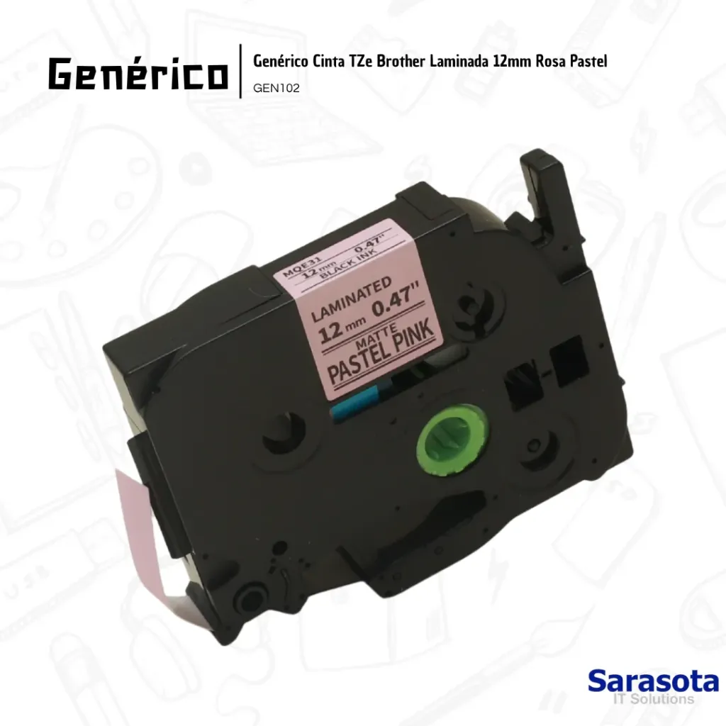 Genérico Cinta TZe Brother Laminada 12mm Rosa Pastel