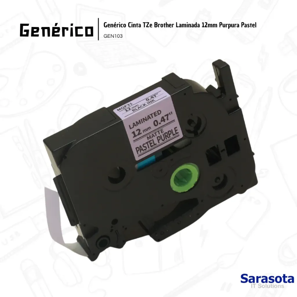 Genérico Cinta TZe Brother Laminada 12mm Purpura Pastel