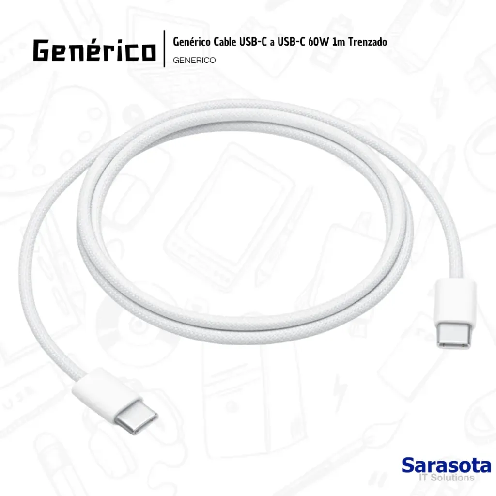 [GEN108] Genérico Cable USB-C a USB-C 60W 1m Trenzado