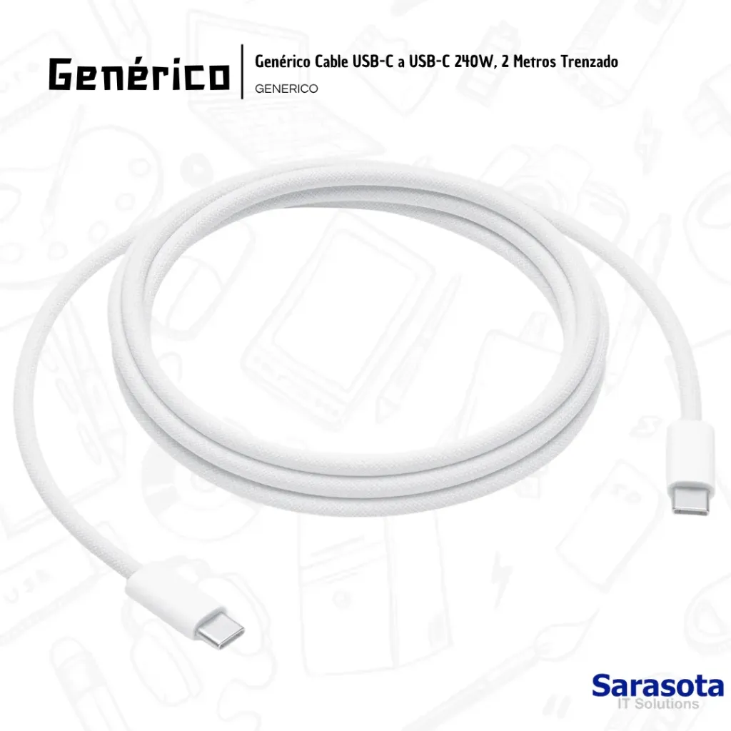 [GEN109] Genérico Cable USB-C a USB-C 240W, 2 Metros Trenzado