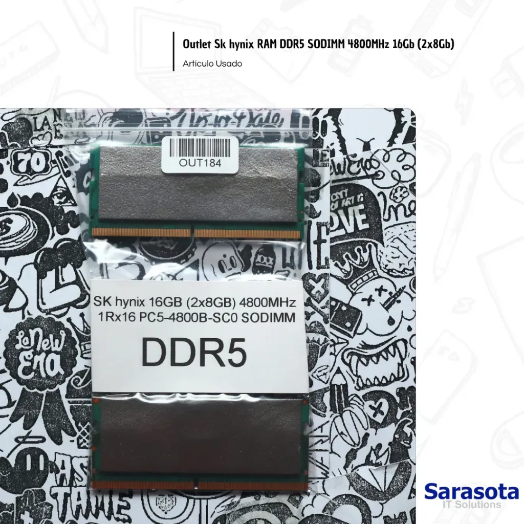 [OUT184] Outlet Sk hynix RAM DDR5 SODIMM 4800MHz 16Gb (2x8Gb)