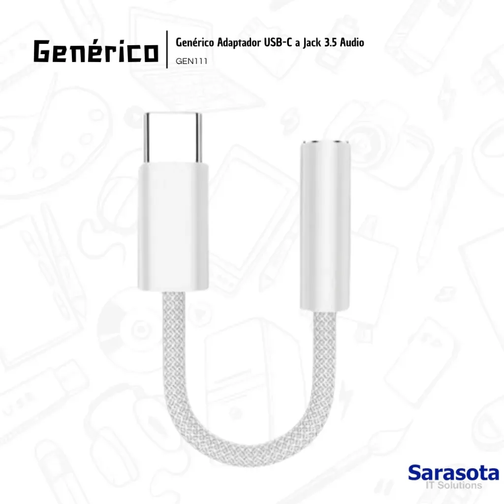 Genérico Adaptador USB-C a Jack 3.5 Audio