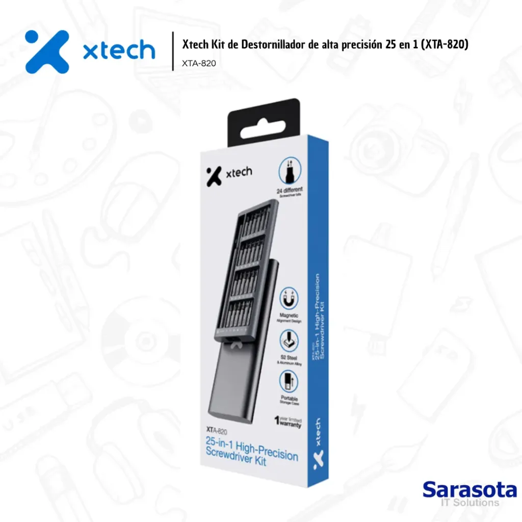 [XTE009] Xtech Kit de Destornillador de alta precisión 25 en 1 (XTA-820)