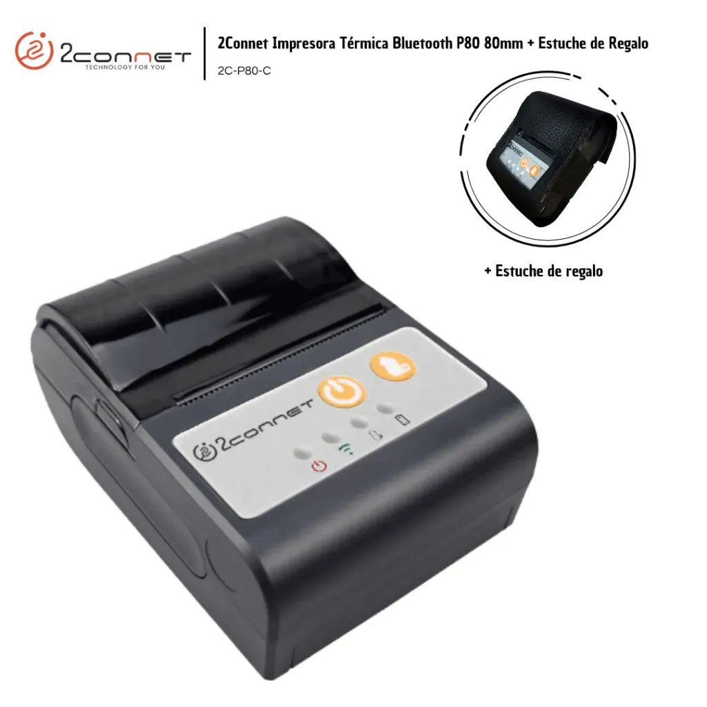[2CO025] 2Connet Impresora Portable Térmica de 3" + Estuche de Regalo (2C-P80-C)