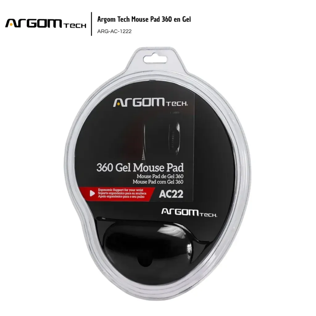 [ARG011] Argom Tech Mouse Pad 360 en Gel Negro (ARG-AC-1222)