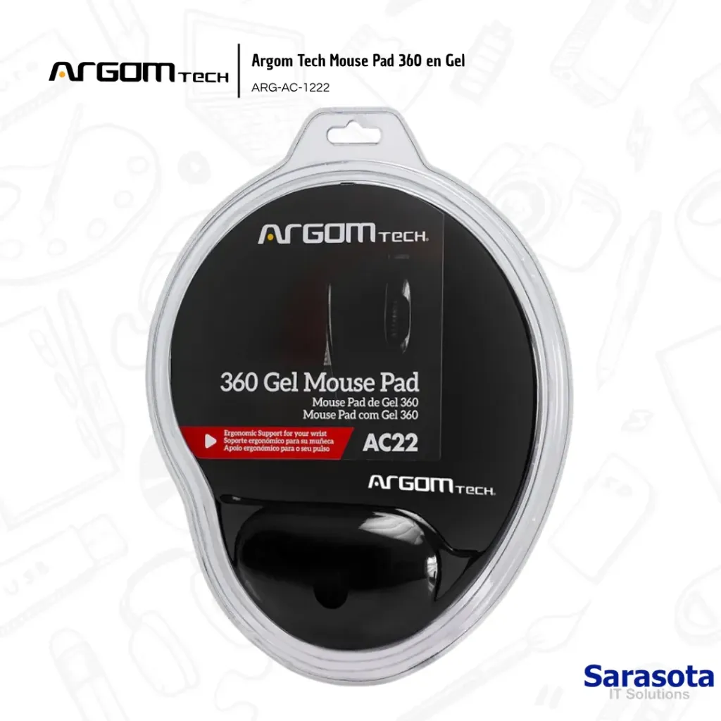 [ARG011] Argom Tech Mouse Pad 360 en Gel Negro (ARG-AC-1222)