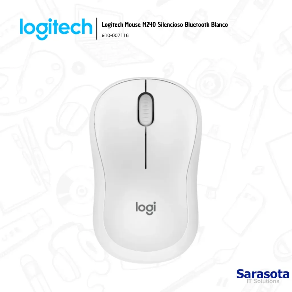 Logitech Mouse M240 Silencioso Bluetooth Blanco (910-007116)