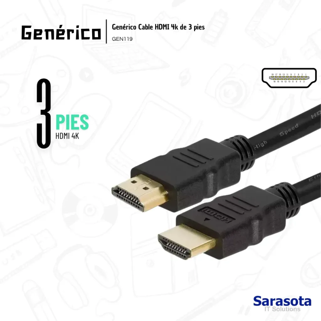Genérico Cable HDMI 3 Pies 4k