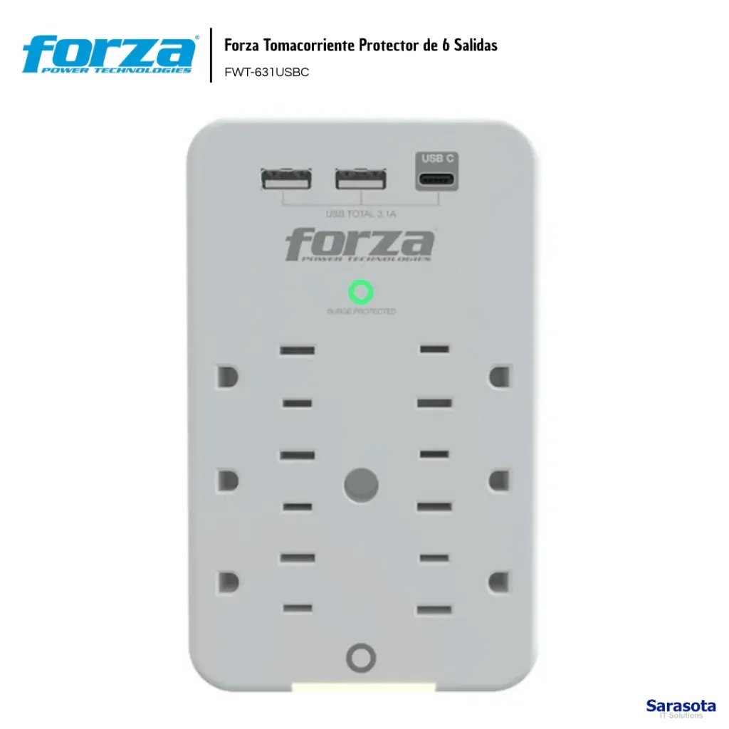 Forza Tomacorriente Protector de 6 Salidas (FWT-631USBC)