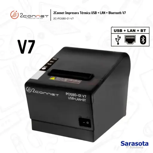 [2CO008] 2Connet Impresora Térmica USB + LAN + Bluetooth V7