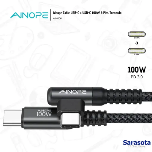 [AIN006] Ainope Cable USB-C a USB-C Trenzado 100W