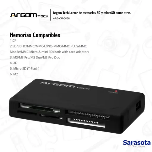 [ARG007] Argom Tech Lector de memorias SD y microSD ARG-CR-0088