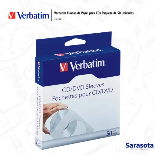 [VER002] Verbatim Funda de Papel para CDs Paquete de 50 Unidades